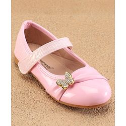 Cute Walk By Babyhug Ballerinas With Velcro Closure & Butterfly Applique - Golden