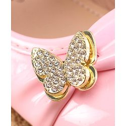 Cute Walk By Babyhug Ballerinas With Velcro Closure & Butterfly Applique - Golden