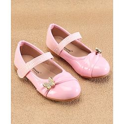 Cute Walk By Babyhug Ballerinas With Velcro Closure & Butterfly Applique - Golden