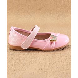 Cute Walk By Babyhug Ballerinas With Velcro Closure & Butterfly Applique - Golden