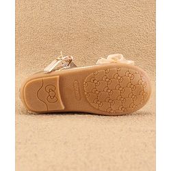 Cute Walk By Babyhug Ballerinas With Buckle Closure & Floral Applique - Golden