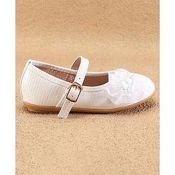 Cute Walk By Babyhug Ballerinas With Buckle Closure & Floral Applique - Golden