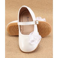 Cute Walk By Babyhug Ballerinas With Buckle Closure & Floral Applique - Golden