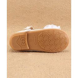 Cute Walk By Babyhug Ballerinas With Buckle Closure & Floral Applique - White