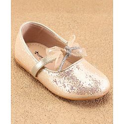 Cute Walk By Babyhug Slip Ons Ballerinas With Bow Applique - Golden