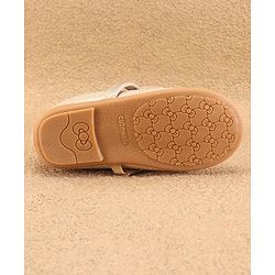 Cute Walk By Babyhug Slip Ons Ballerinas With Bow Applique - Golden