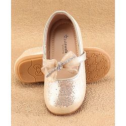 Cute Walk By Babyhug Slip Ons Ballerinas With Bow Applique - Golden