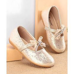 Cute Walk By Babyhug Slip Ons Ballerinas With Bow Applique - Golden