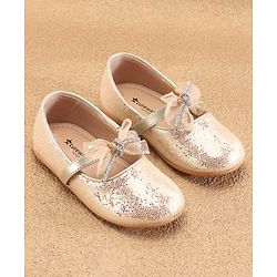 Cute Walk By Babyhug Slip Ons Ballerinas With Bow Applique - Golden