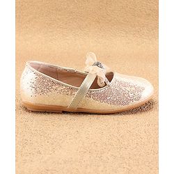 Cute Walk By Babyhug Slip Ons Ballerinas With Bow Applique - Golden