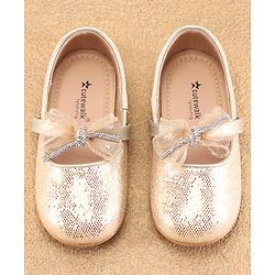 Cute Walk By Babyhug Slip Ons Ballerinas With Bow Applique - Golden