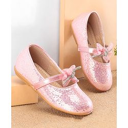 Cute Walk By Babyhug Slip Ons Ballerinas With Bow Applique - Golden