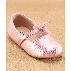 Cute Walk By Babyhug Slip Ons Ballerinas With Bow Applique - Golden