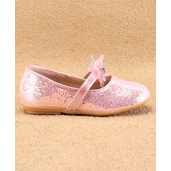 Cute Walk By Babyhug Slip Ons Ballerinas With Bow Applique - Golden