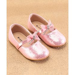 Cute Walk By Babyhug Slip Ons Ballerinas With Bow Applique - Golden