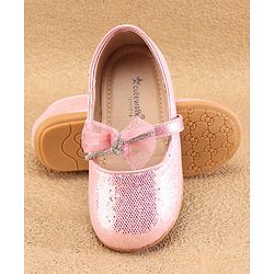 Cute Walk By Babyhug Slip Ons Ballerinas With Bow Applique - Golden