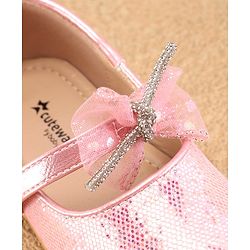 Cute Walk By Babyhug Slip Ons Ballerinas With Bow Applique - Golden