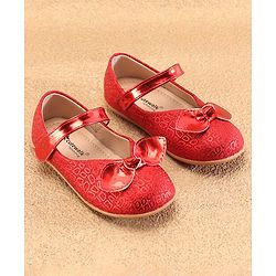 Cute Walk by Babyhug Ballerina with Velcro Closure & Bow Applique - Red