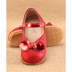 Cute Walk by Babyhug Ballerina with Velcro Closure & Bow Applique - Red