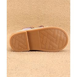 Cute Walk by Babyhug Ballerinas with Velcro Closure Floral Applique - Beige