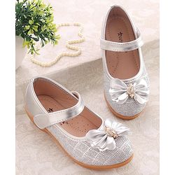 Cute Walk by Babyhug Ballerinas With Velcro Closure & Bow Applique - Silver