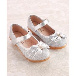Cute Walk by Babyhug Ballerinas With Velcro Closure & Bow Applique - Silver