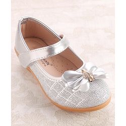 Cute Walk by Babyhug Ballerinas With Velcro Closure & Bow Applique - Silver