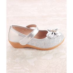 Cute Walk by Babyhug Ballerinas With Velcro Closure & Bow Applique - Silver
