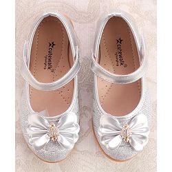 Cute Walk by Babyhug Ballerinas With Velcro Closure & Bow Applique - Silver