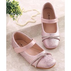 Cute Walk by Babyhug Ballerinas With Velcro Closure & Bow Applique - Pink