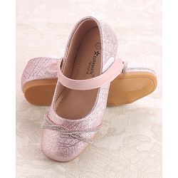 Cute Walk by Babyhug Ballerinas With Velcro Closure & Bow Applique - Pink