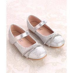 Cute Walk by Babyhug Ballerinas With Velcro Closure & Knot Applique - Silver