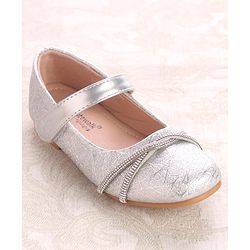 Cute Walk by Babyhug Ballerinas With Velcro Closure & Knot Applique - Silver