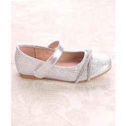 Cute Walk by Babyhug Ballerinas With Velcro Closure & Knot Applique - Silver