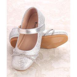 Cute Walk by Babyhug Ballerinas With Velcro Closure & Knot Applique - Silver