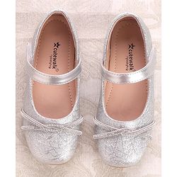 Cute Walk by Babyhug Ballerinas With Velcro Closure & Knot Applique - Silver