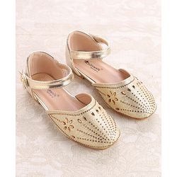 Cute Walk by Babyhug Ballerinas with Velcro Closure - Bow Applique - Golden