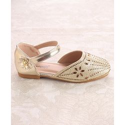 Cute Walk by Babyhug Ballerinas with Velcro Closure - Bow Applique - Golden