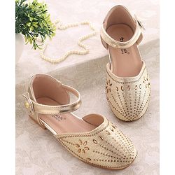 Cute Walk by Babyhug Ballerinas with Velcro Closure - Bow Applique - Golden