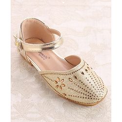 Cute Walk by Babyhug Ballerinas with Velcro Closure - Bow Applique - Golden