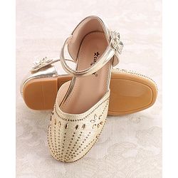 Cute Walk by Babyhug Ballerinas with Velcro Closure - Bow Applique - Golden