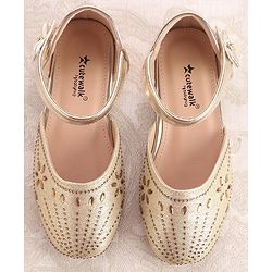 Cute Walk by Babyhug Ballerinas with Velcro Closure - Bow Applique - Golden