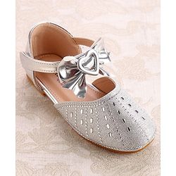 Cute Walk by Babyhug Ballerinas With Velcro Closure & Knot Applique - Silver