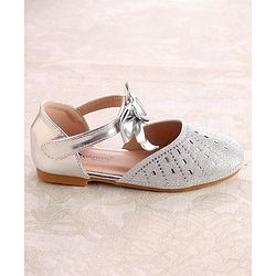 Cute Walk by Babyhug Ballerinas With Velcro Closure & Knot Applique - Silver