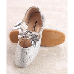 Cute Walk by Babyhug Ballerinas With Velcro Closure & Knot Applique - Silver