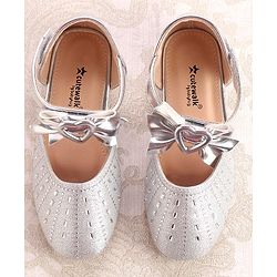Cute Walk by Babyhug Ballerinas With Velcro Closure & Knot Applique - Silver