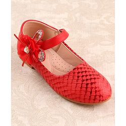 Cute Walk by Babyhug Ballerina Velcro Closure With Floral Applique- Red