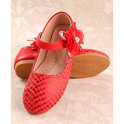 Cute Walk by Babyhug Ballerina Velcro Closure With Floral Applique- Red