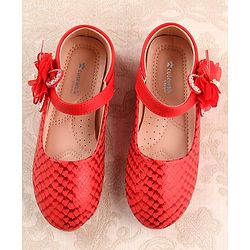 Cute Walk by Babyhug Ballerina Velcro Closure With Floral Applique- Red