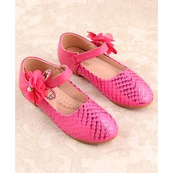 Cute Walk by Babyhug Ballerina Velcro Closure With Floral Applique- Red